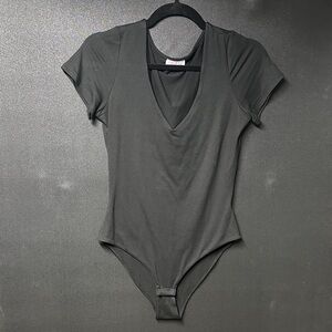 Pink Lily Black V-Neck Bodysuit